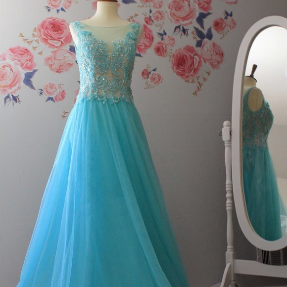 baby blue formal gown